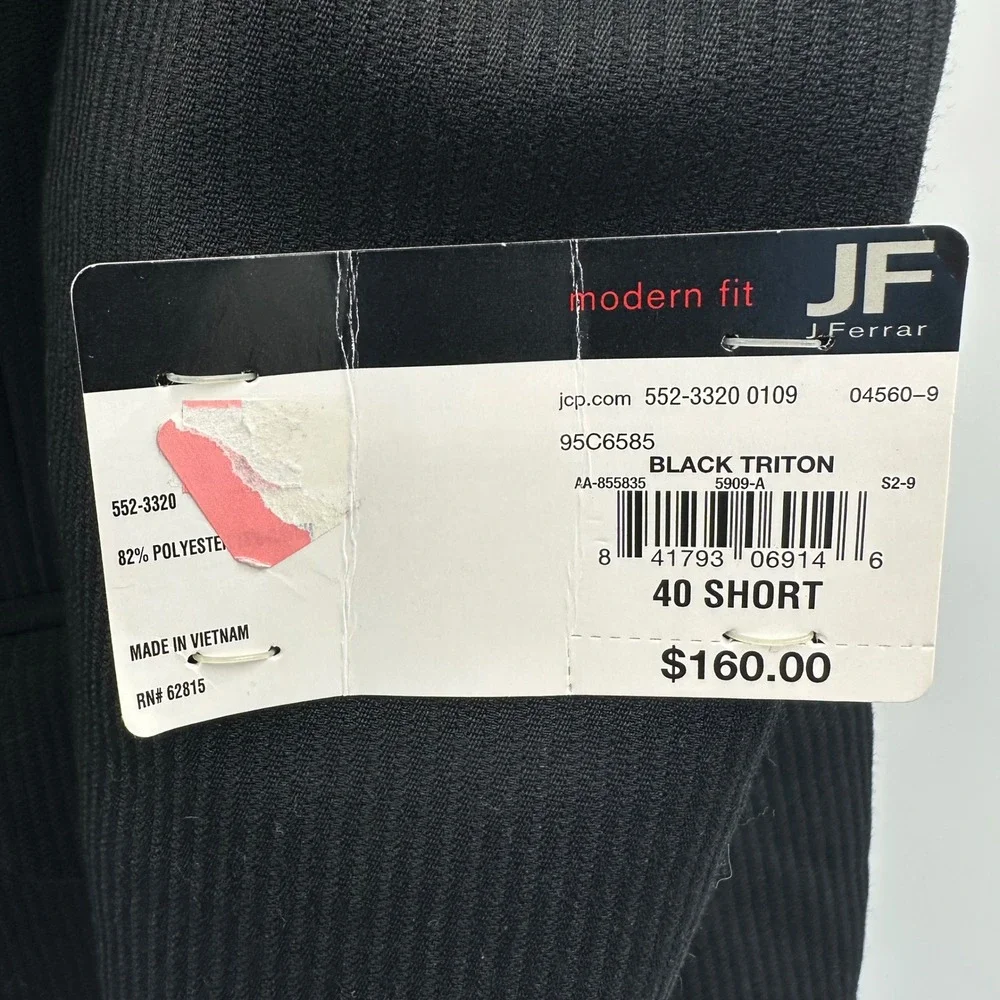 J Ferrar Mens Black Triton Textured Blazer Modern Fit Suit Jacket‎ 40 Short NEW